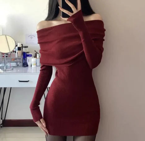 Beloure Off-shoulder Sweaters Dress