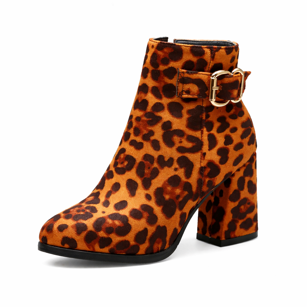 Beloure Leopard Chunky Heeled Chelsea Boots