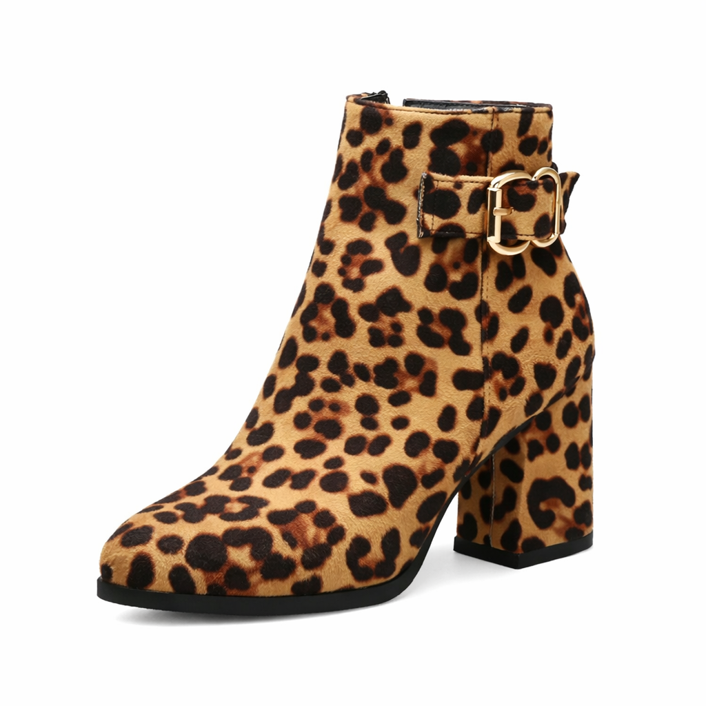 Beloure Leopard Chunky Heeled Chelsea Boots