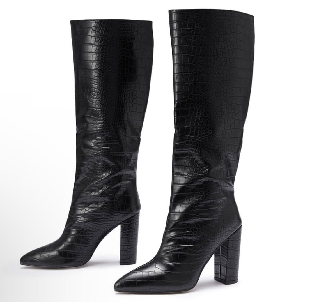 Beloure Over Knee Chunky Heel Pointed Toe Boots