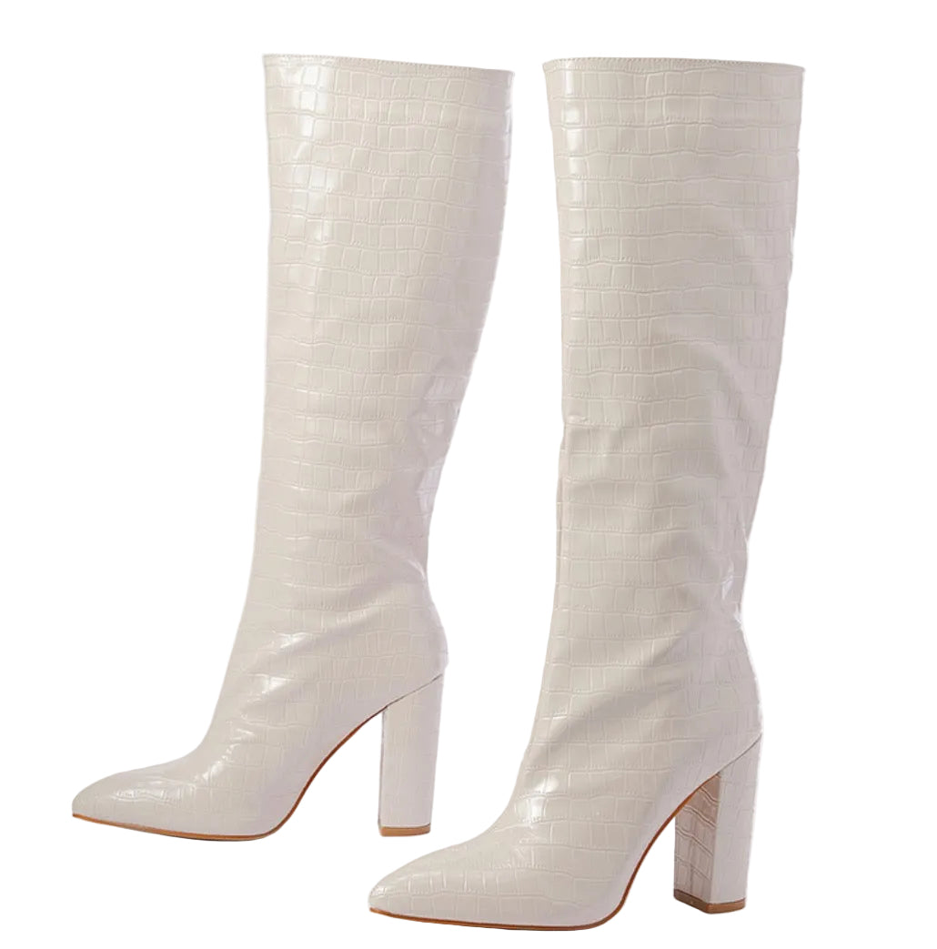 Beloure Over Knee Chunky Heel Pointed Toe Boots