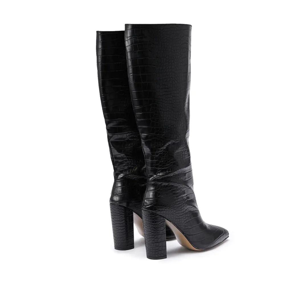 Beloure Knee-High Pointed Thick Heel Boots