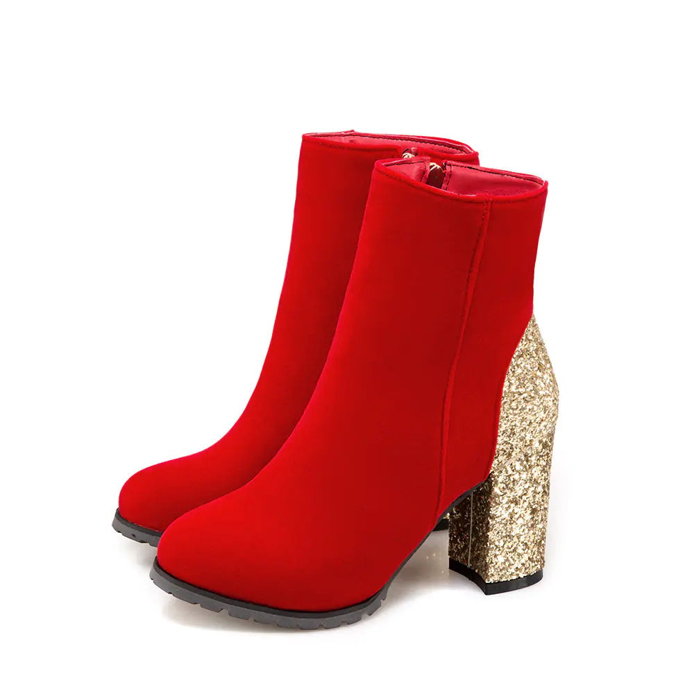 Beloure Sequined High Heel Ankle Boots