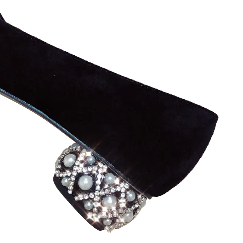 Beloure Low-Heel Pointed Shoes with Pearls