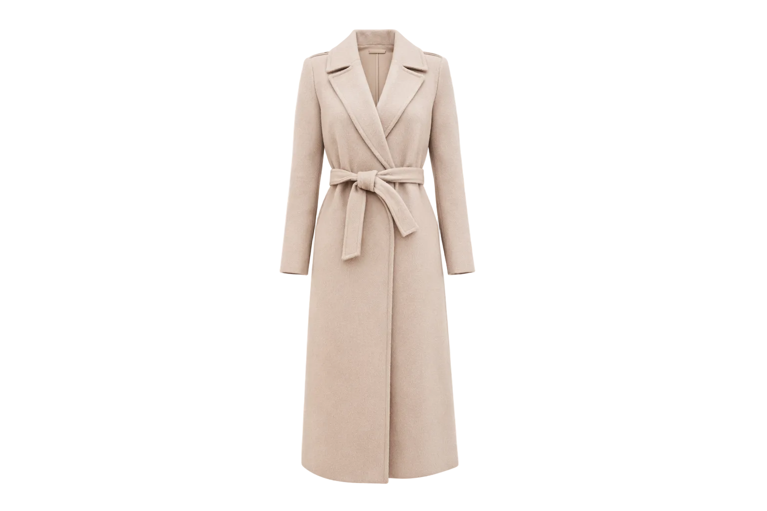 Beloure Simple Long Sleeve Tie Woolen Coat