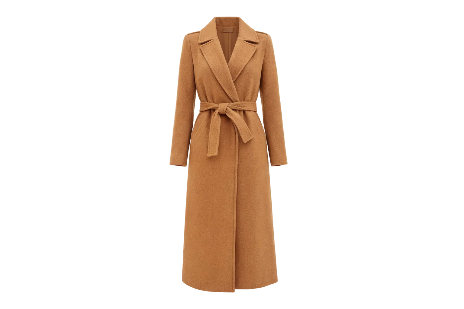 Beloure Simple Long Sleeve Tie Woolen Coat