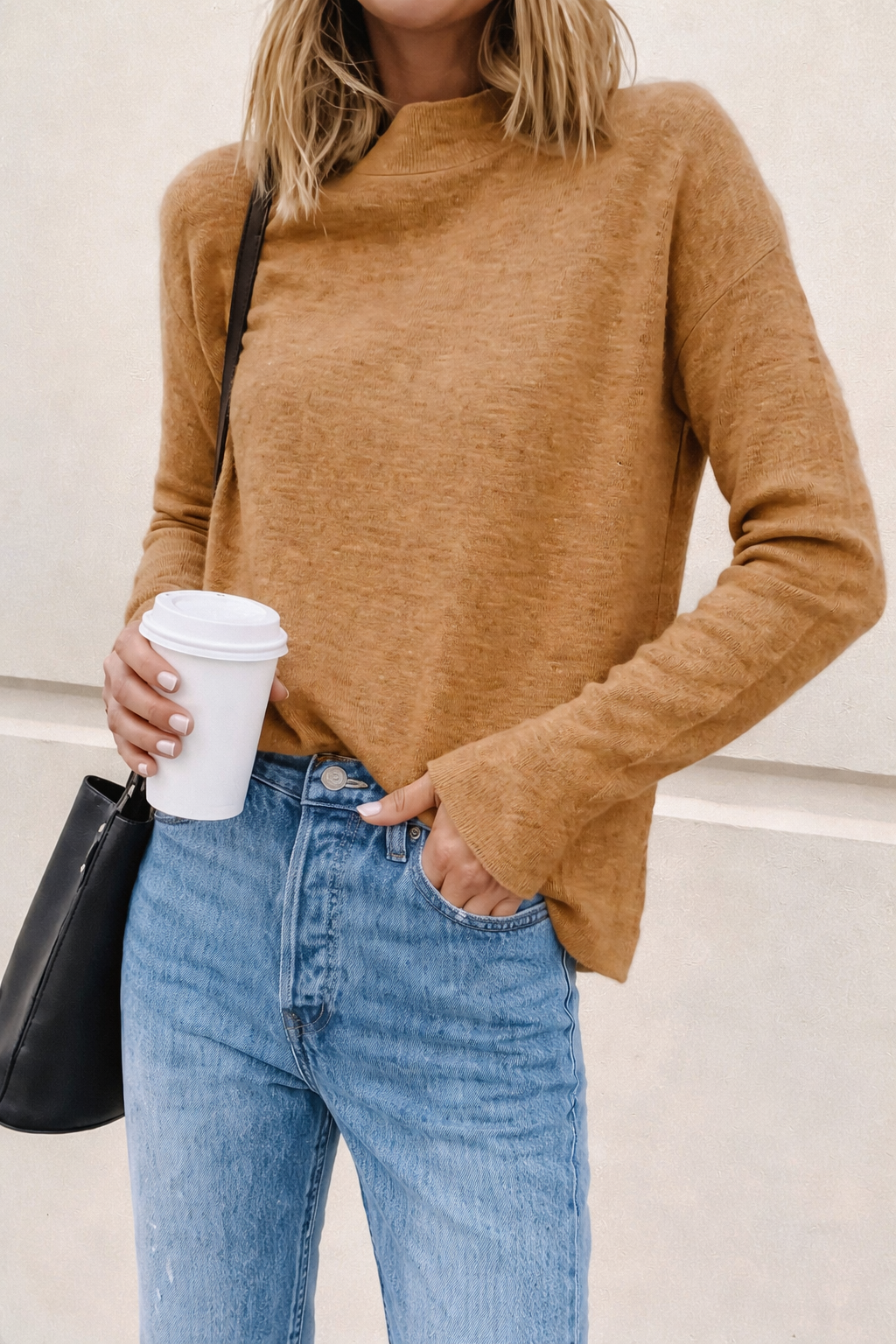 Beloure Cashmere Turtleneck Long-sleeve Pullover Sweater