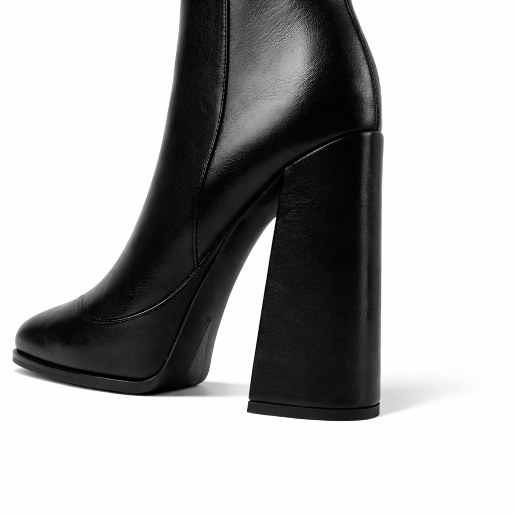 Plus Size Chunky High Heel Ankle Boots