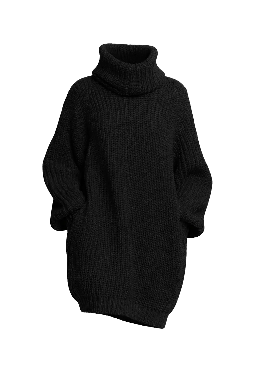 Beloure Long-sleeved High-neck Pocket Sweater Dress