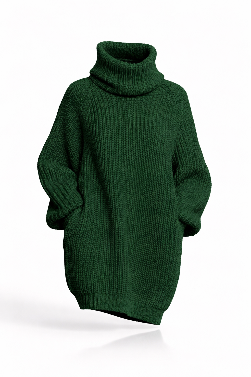 Beloure Long-sleeved High-neck Pocket Sweater Dress