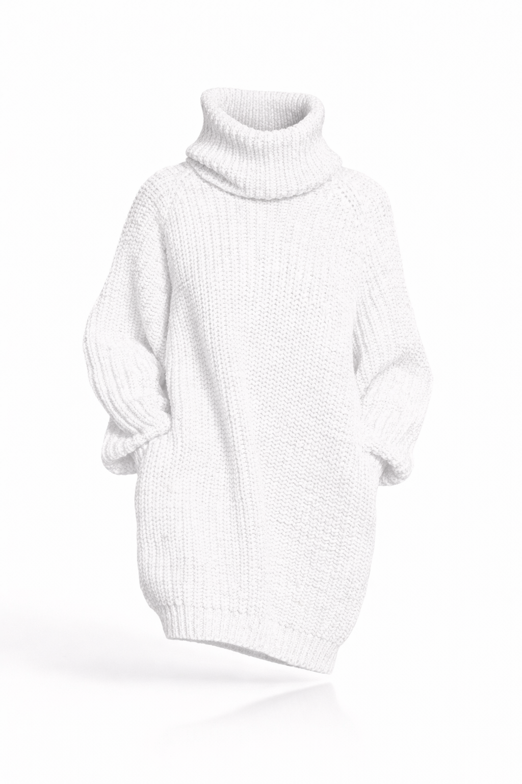 Beloure Long-sleeved High-neck Pocket Sweater Dress