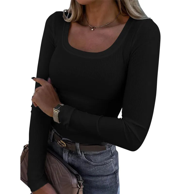 Beloure Long Sleeve Square Neck T-Shirt