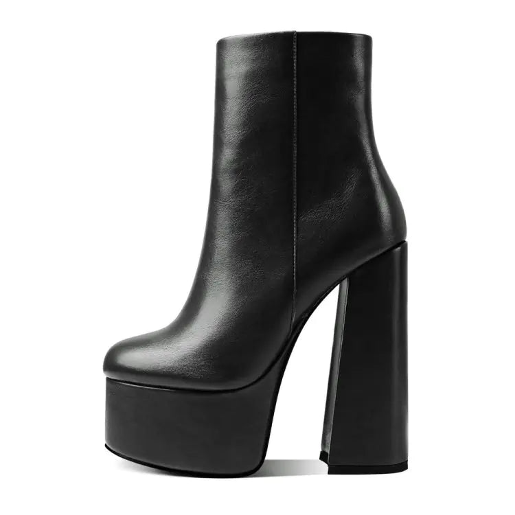 Plus Size Chunky High Heel Ankle Boots