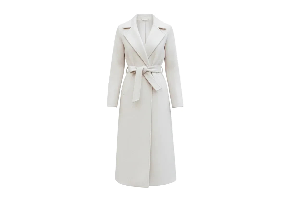 Beloure Simple Long Sleeve Tie Woolen Coat