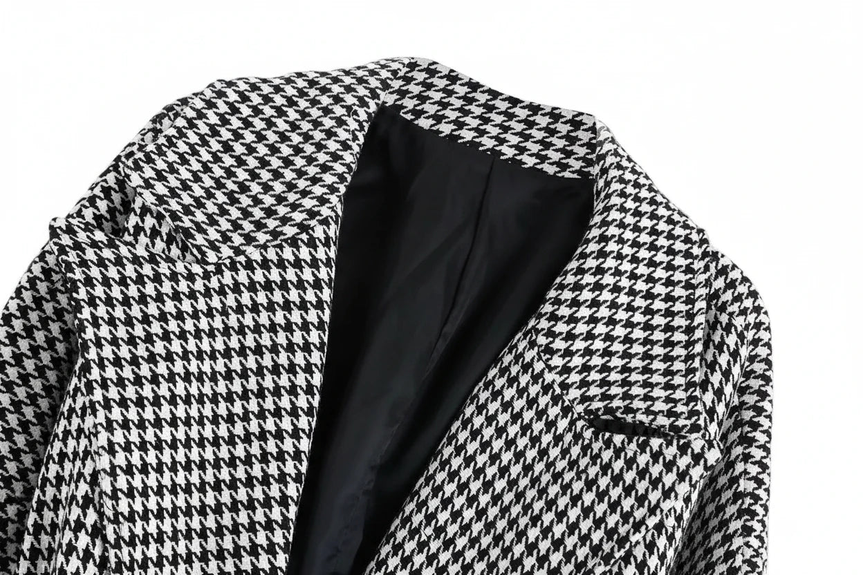 Beloure Houndstooth Long Coat