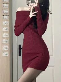 Beloure Off-shoulder Sweaters Dress