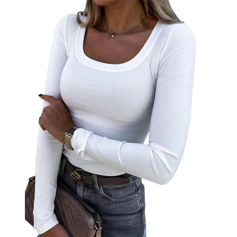 Beloure Long Sleeve Square Neck T-Shirt