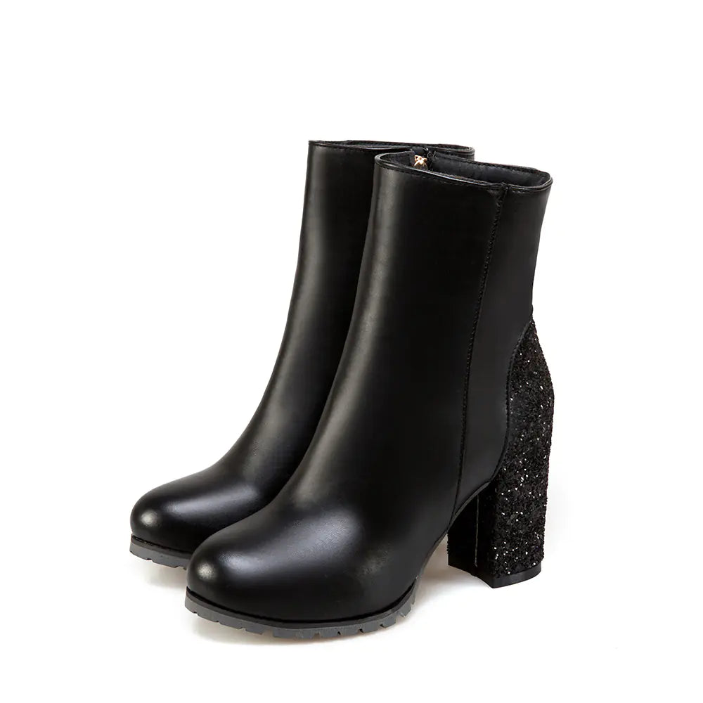 Beloure Sequined High Heel Ankle Boots
